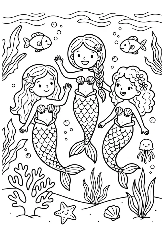 Desenhos de sereia para colorir para imprimir e colorir - imagem 5